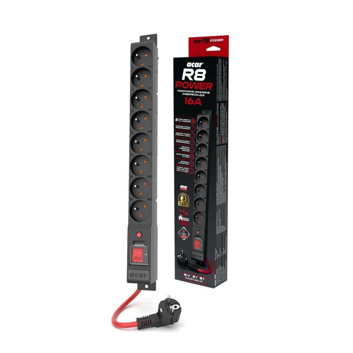 Barre D'alimentation - Acar - R8 POWER - 16A - 3680W - 8 Prises Avec Protection