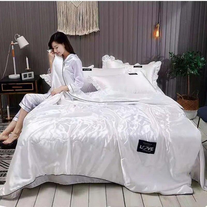 Letní přikrývka Ledové hedvábí Prošívaná přikrývka Pratelná Chladivý pocit Spánek na naháče Klimatizace Tenká přikrývka Děti Jednolůžko Queen Ložní prádlo