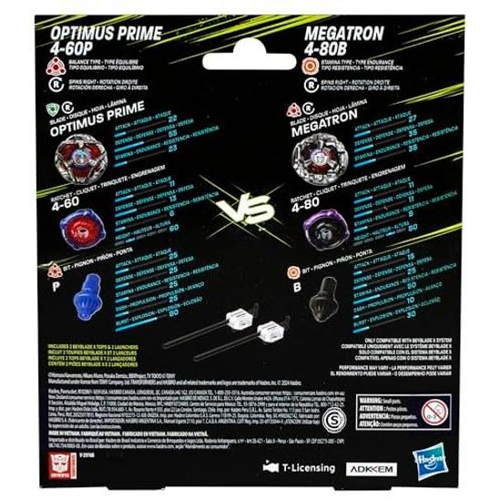 Beyblade X Transformer Collaboration Optimus Prime 4-60P vs Megatron 4-80B Multipack Set 2 Tops Launchers Boys Girls Aged 8