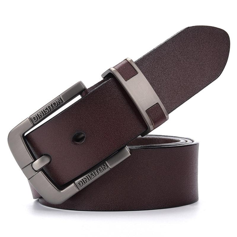 Retro Two-layer Cowhide Leather Belt With Alloy Pin Buckle In Various Colors And Lengths