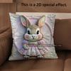 2D Cute Bunny Girls Dress-Printed Pillow Covers Pattern Cushion Cover Suitable For Sofa Bedroom Car Pillow Cover