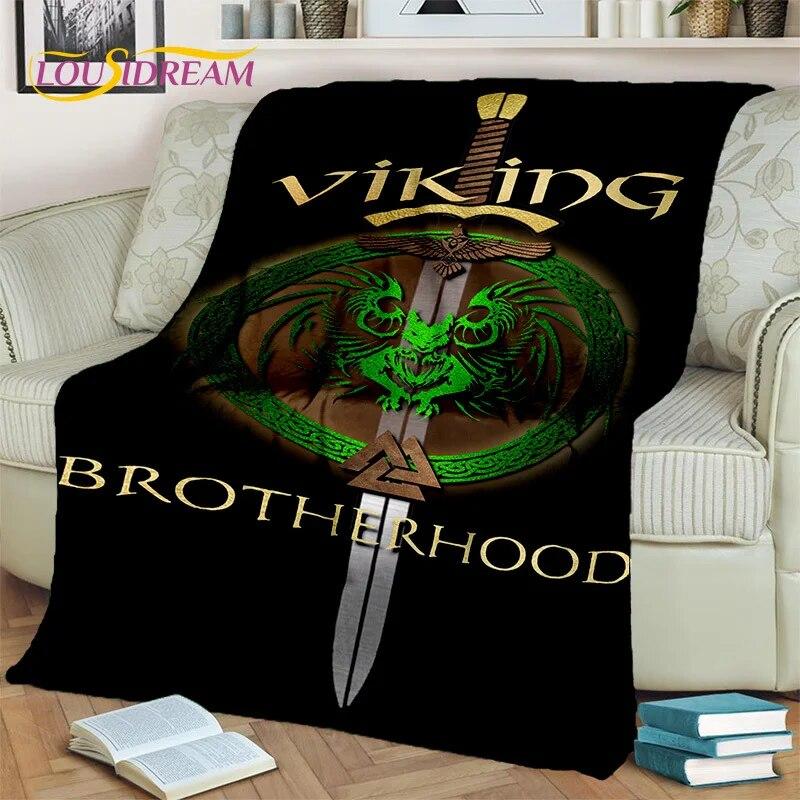 Viking nordisk mytologi Fenrir Kråkfilt,Flannel Sängfilt för Hem Sovrum Säng Soffa Picknick Kontor Vandring Fritid Tupplur Present