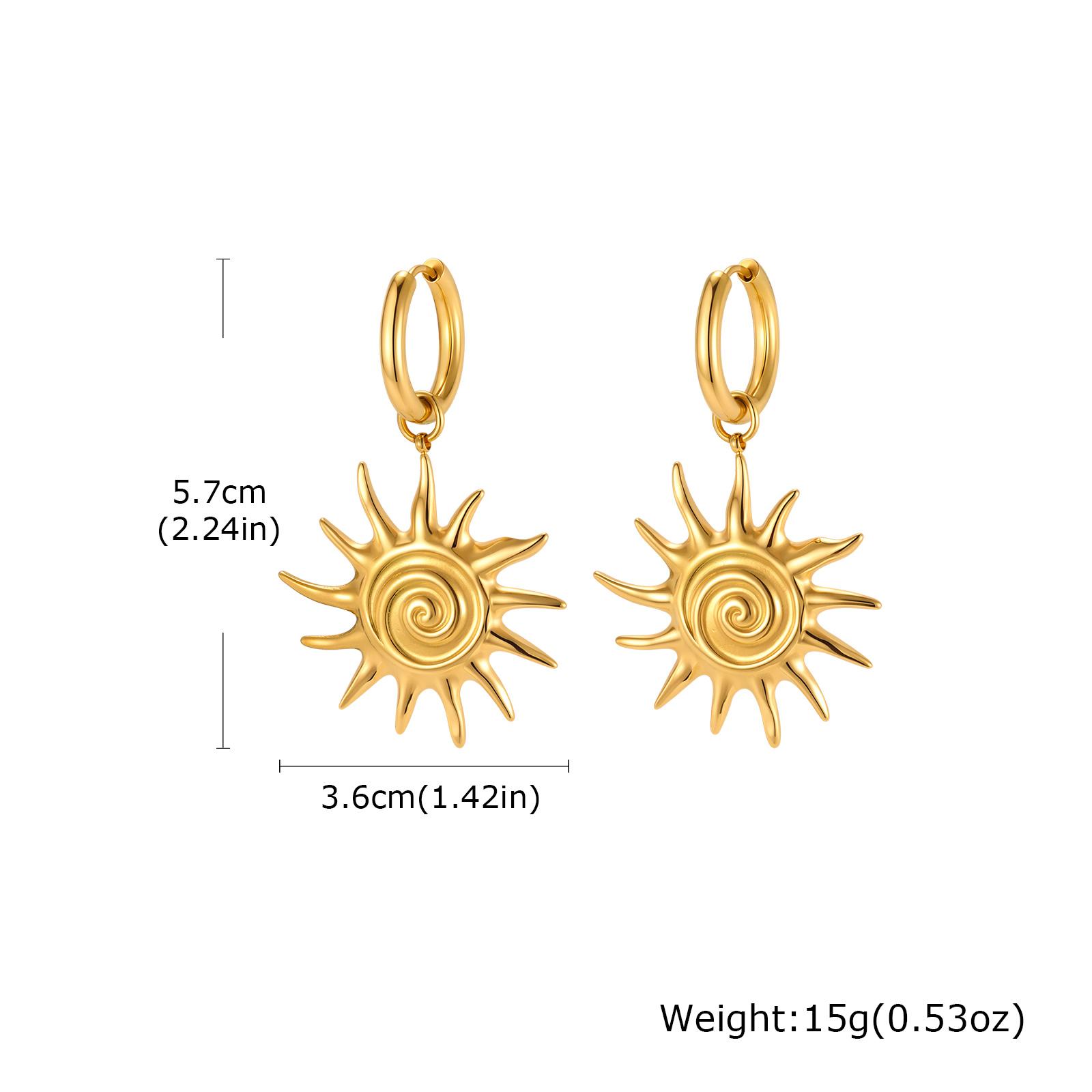 

Vnox New Stainless Steel Sun Spiral Earrings for Women, Shell Imitation Pearl Earrings Minimalist Ear Jewelry Summer Beach Gift