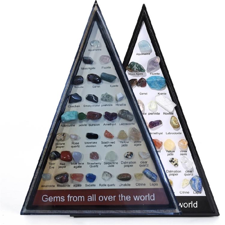Miniatur Natürliche Kristallachat Edelsteine 36 Arten Kompakte Vitrine Enthalten Geeignet für Bildungszwecke