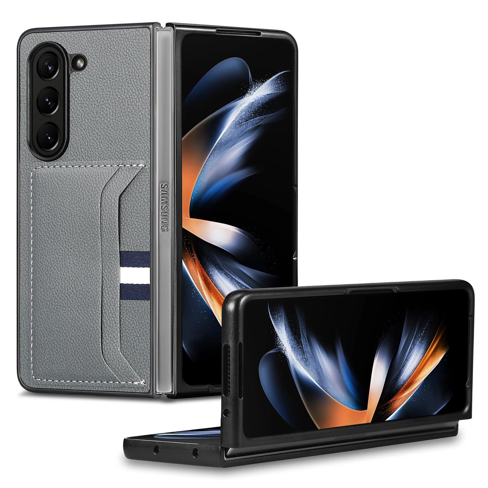 

Кожаный чехол-кошелек с карманом для карт для Samsung Galaxy Z Fold7 5G Fold 7 6 5 Fold6 Fold5 Fold3 Fold4 Fold2 Fold 4 3 2 Складной чехол Galaxy Z Fold6 серый