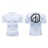 Cross Print Compression Shirt for Men Athletic Quick Dry Short Sleeve Tops Baselayer Christian Gym Workout Running T-shirts Tees