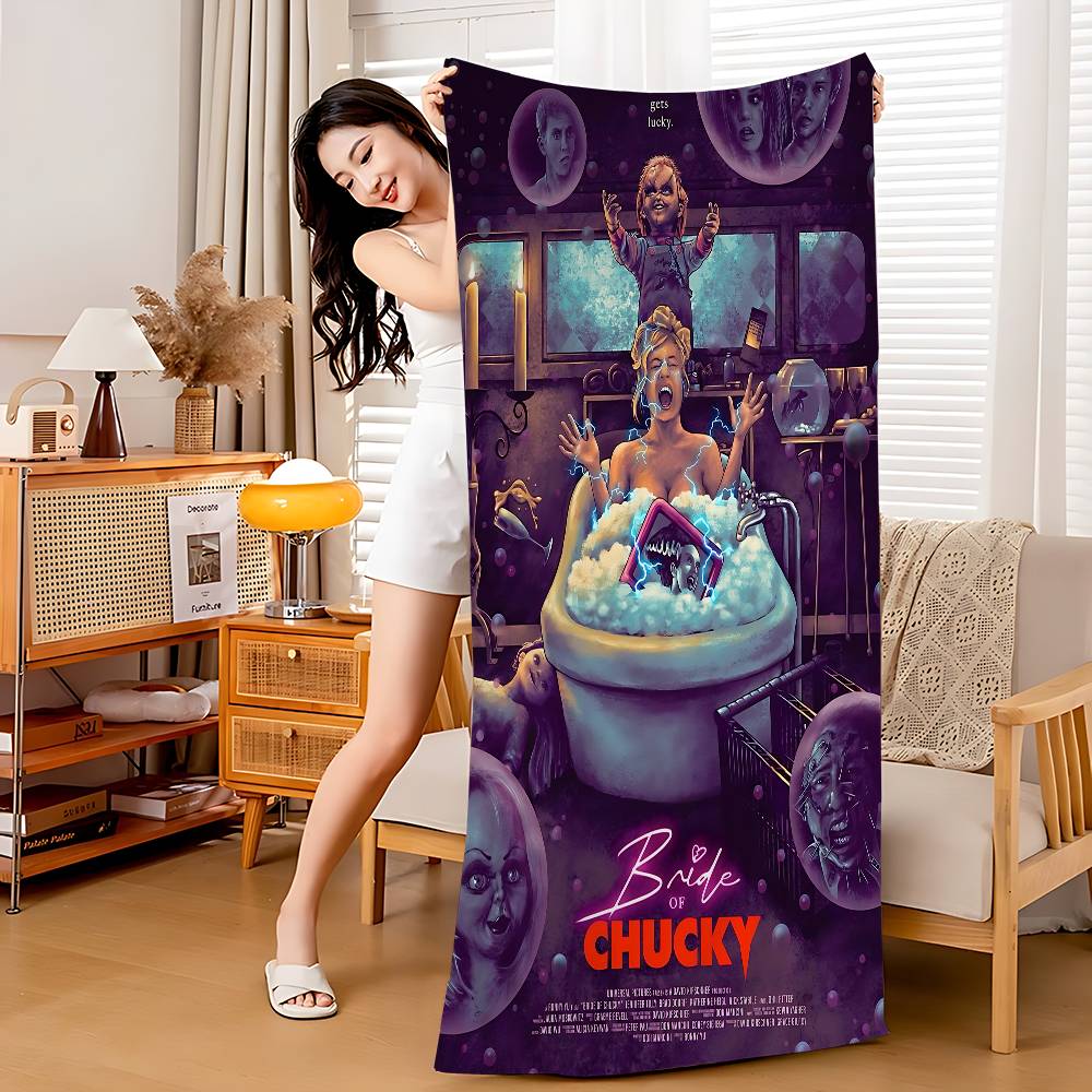 

Classic Chucky Horror Movie Beach Towel Colorful Bath Towels For Girl Microfiber Quick Dry Sand Free Beach Yoga Spa Gym W40*H60(CM)