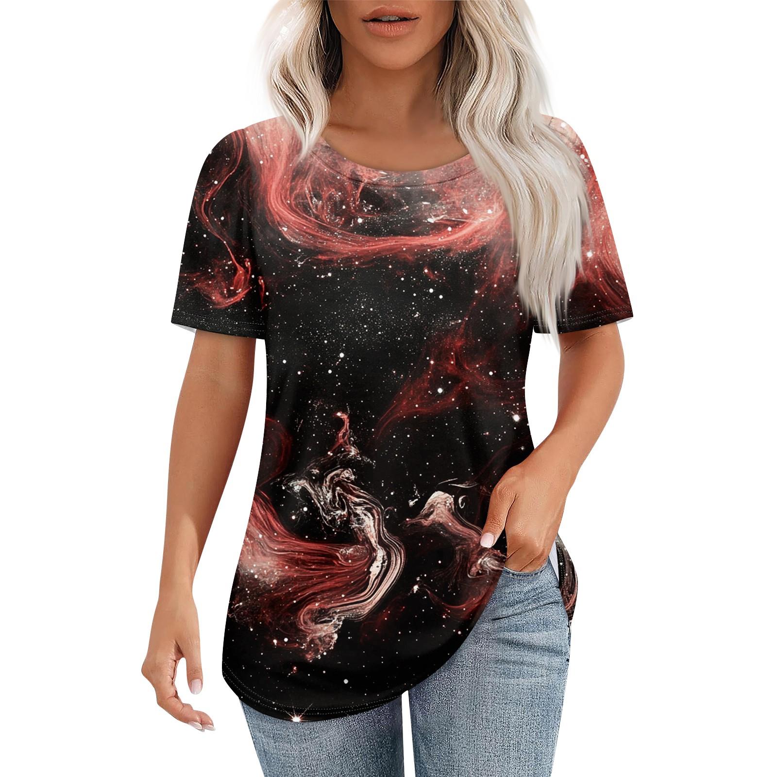 

Женская футболка с принтом неба, модная, повседневная, с круглым вырезом и коротким рукавом L