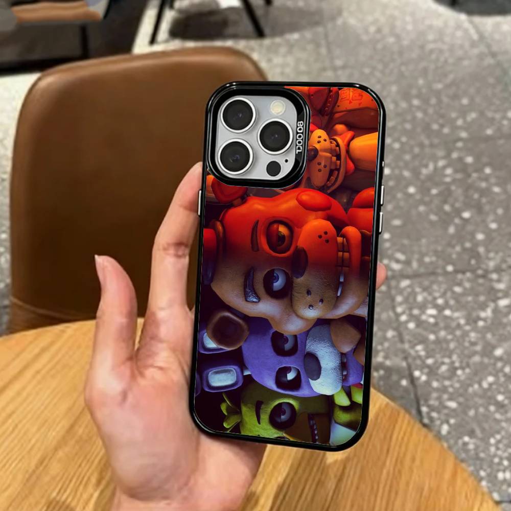 Five N-Nights At F-Freddys Fnaf Handyhülle für iPhone17,16,15,14,13,12,11 Plus,Pro Max Farbe Silberbeschichtet Innenabdeckung