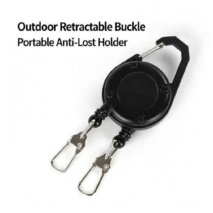 Everyday Carry Retractable Holder with Two Clip Attachments and Carabiner-Shape Connection for Key and Badges