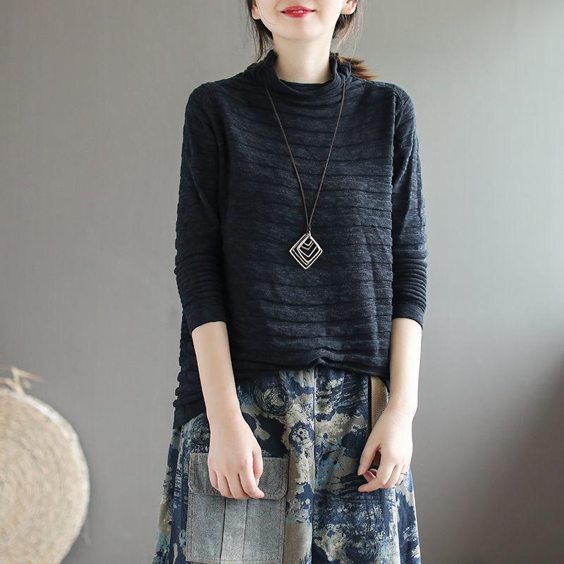 DIMANAF  Autumn Winter Sweater Pullovers Tops  Women Casual Striped Basic Cotton Knitted 6223