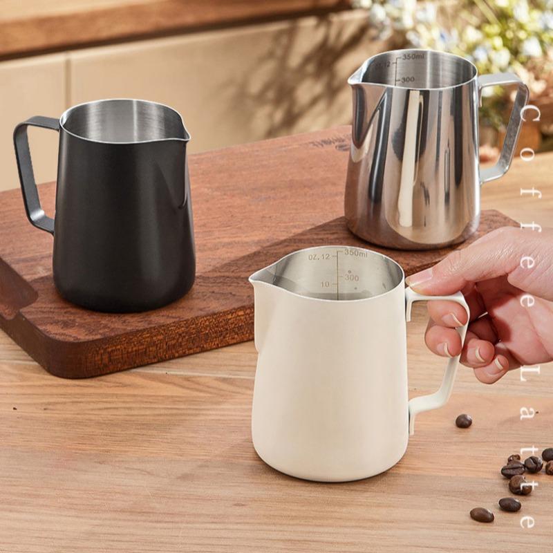 Stainless Steel Milk Frothing Pitcher Espresso Coffee Barista Craft Latte Cappuccino Frother Jug Pitcher Measurement Lines Cup