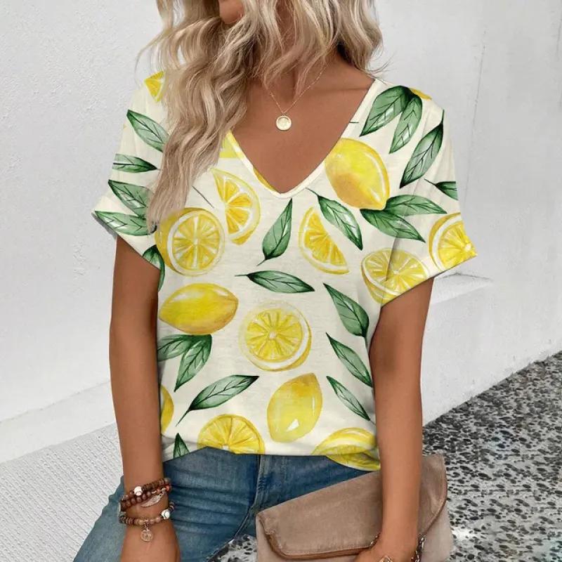 Top Women Summer Women's T-Shirt Retro Cashew Pattern Print T-Shirt Fashion Popular Women's Leisure Short Sleeve T-Shirt