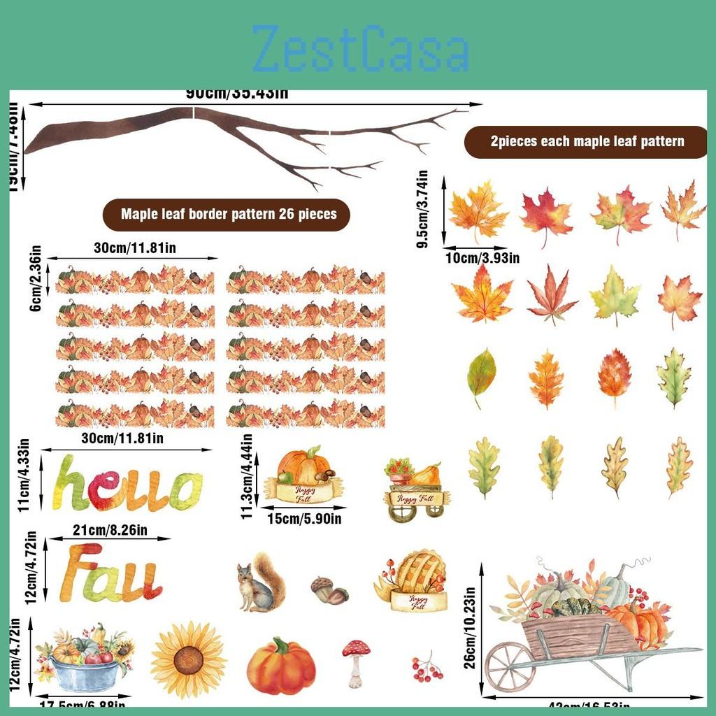 Watercolor Leaf Maple Party Wall Stickers Set For Fall Thanksgiving Home Decor