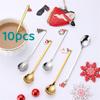 10pcs New Year 2024 Xmas Spoons Metal Merry Christmas Spoons For Party Tableware Ornaments Christmas Decorations For Xmas Gifts