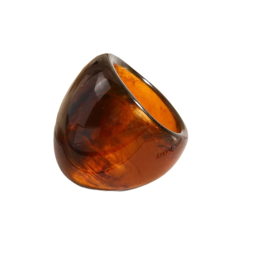 Anello Largo Trasparente in Resina Marrone Vintage Geometrico Irregolare Gioielli Personalità Autunno Inverno Nuovi Anelli Ins Hip Hop Punk