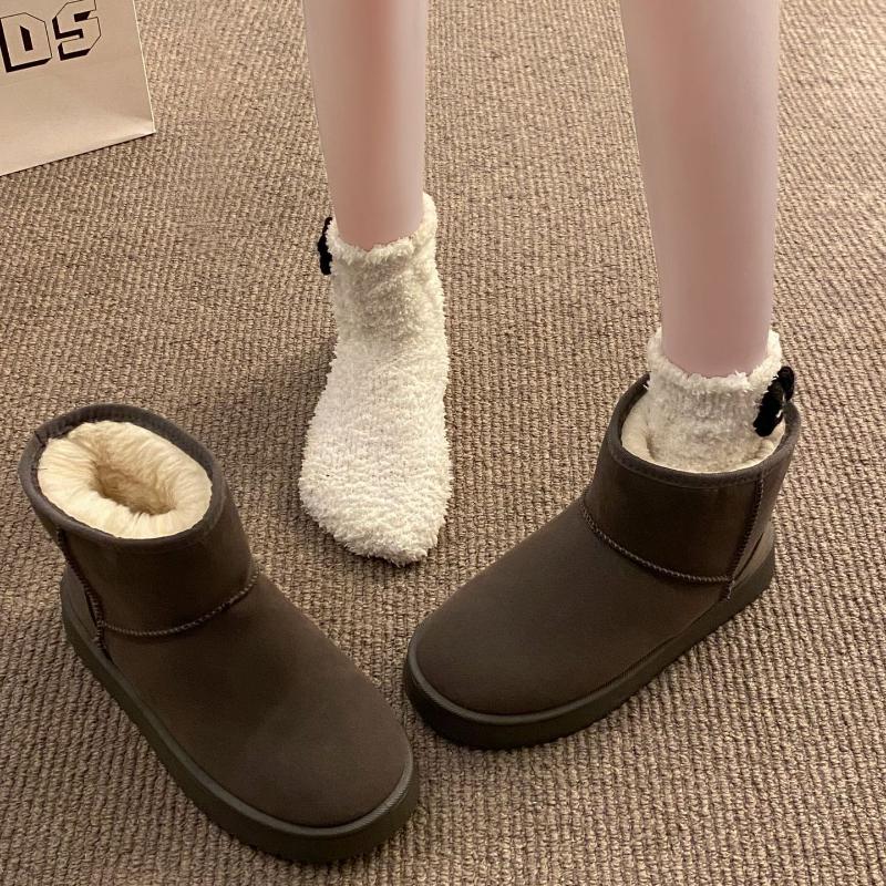 Flat Sole Thickened Fleece Warm Shoes Plus Size Women's Snow Boots