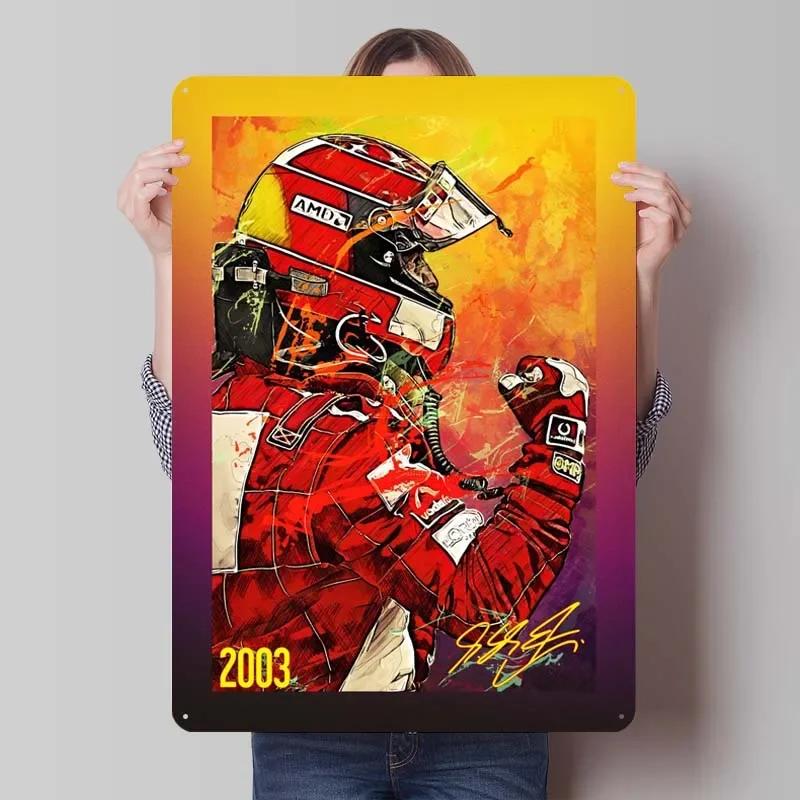 Michael Schumacher Metalowy Znak Plakaty Wyścigowe Dekoracja Dekoracja Ścienna Dekoracja Pokoju Dziennego Mężczyzna Vintage Elementy Dekoracyjne do Domu Mural Artystyczny