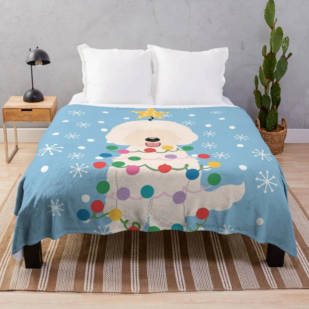 Labradoodle Doodle Dog Flannel Throw Blanket Cute Kawaii Dog Lightweight Super Soft for Sofa Couch Bed Festival Birthday Gift