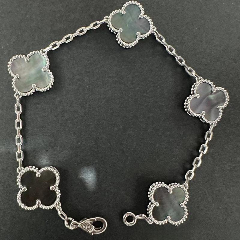 Exquisite Four-leaf Clover Bracelet for Women Five-flower Bracelet Double-sided Natural White Mother-of-pearl and Carnelian Bracelet