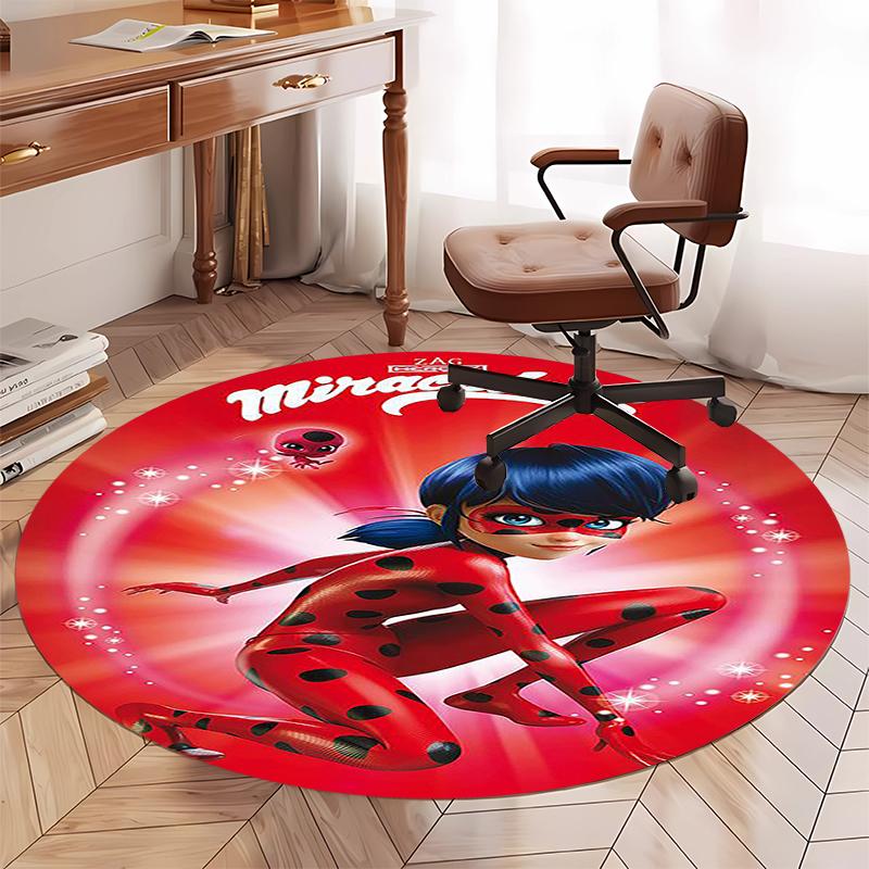 Miraculous Printed Round Rug Carpet Chair Rug Area Rug Entryway Doormats,for Office Chair Living Room Bedroom Kitchen Room.