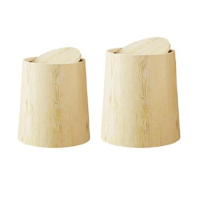 Retro Abfalleimer mit Holzmaserung-Finish Leicht zu reinigendes Design Geruchsdichter Deckel Mülleimer für Wohnumgebungen Dekore