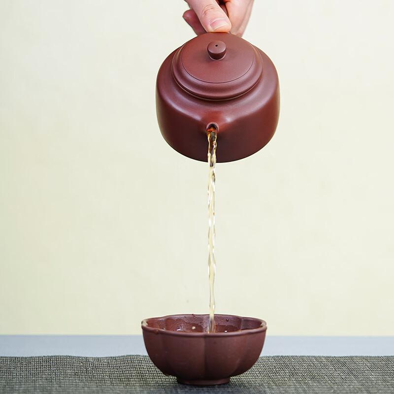 Yixing Zisha Teapot, Handmade Tea Pot [Original Ore Purple Clay], Brewing Tea Set, Dezhong Pot 238ml Gift Box Set
