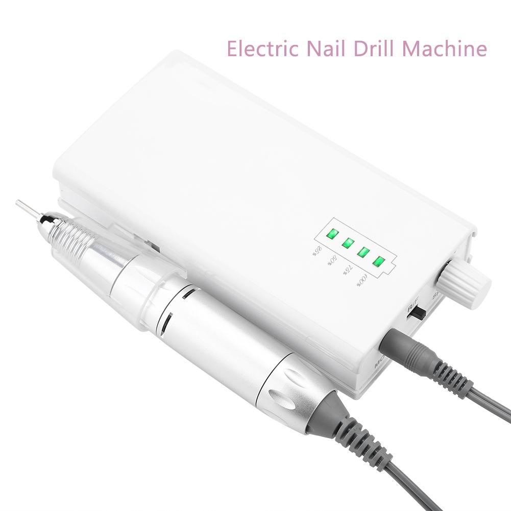 Portable Rechargeable Electric Nail Drill Machine 30000 RPM Cordless White