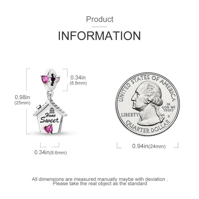 Charm Bead Charms copper Happy Home Pink Heart Bead Charms Compatible With Charm Bead Charms Plata Authentic Bracelets Bead Charms Women Jewellery Mak