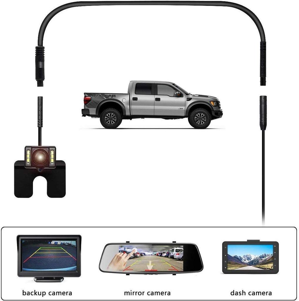 SRECNO Rear Camera Extension Cable Dash Cam Extension Cable 4M 4Pin 24v/