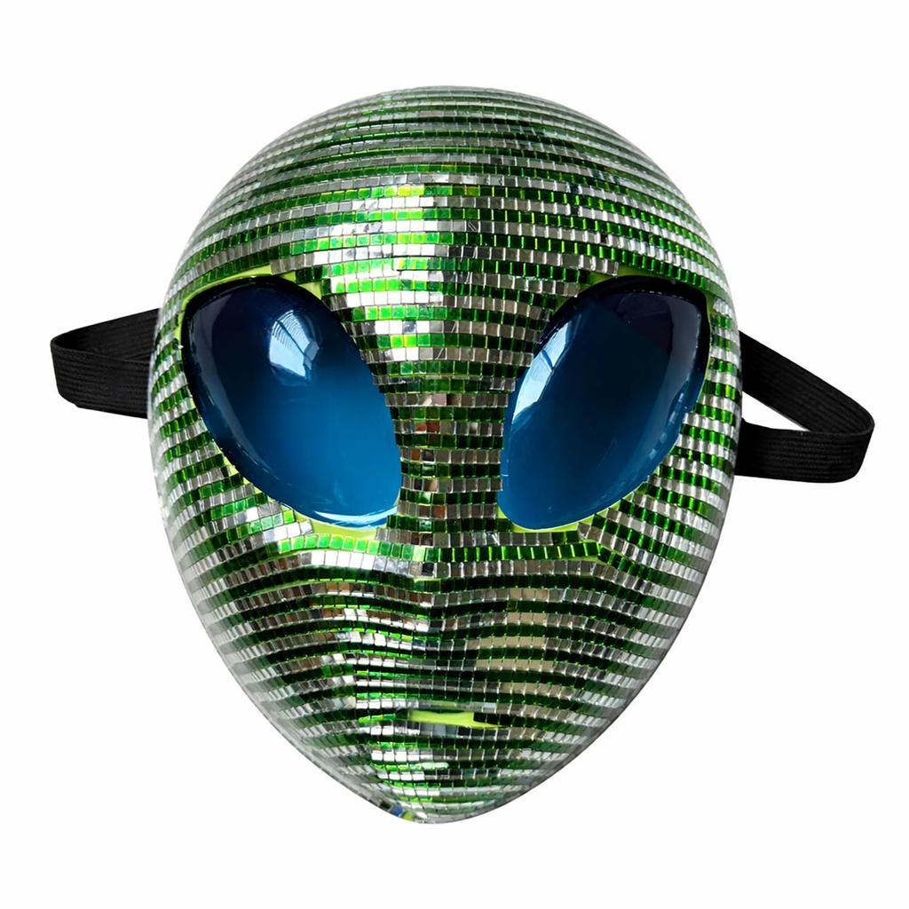 Halloween Alien Mask Disco Mirror Shiny Mask Party Dance Costume Mask Metallic Futuristic Party Prop