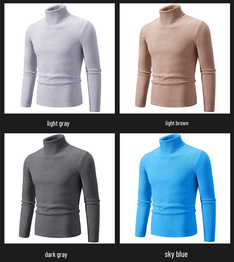 Herren Pullover Herbst/Winter 2024 Hoher Kragen Unifarben Lässig Gestrickt
