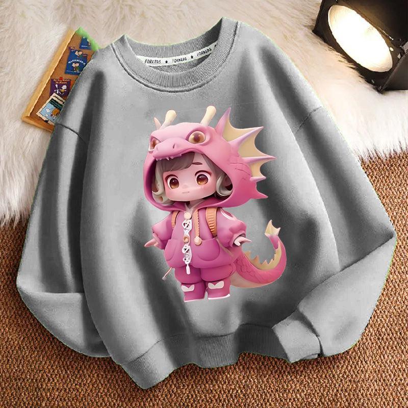 Hanorace drăguțe cu gât rotund cu dinozauri pentru copii, hanorace la modă cu mâneci lungi pentru băieți și fete pentru primăvară și toamnă