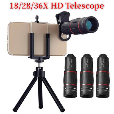 18/28/36X Handy-Kameraobjektiv Aufsteckbares Zoom-Monokular-Teleskop Universelles Optisches Teleskopobjektiv für Camping Jagd Sport
