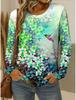 Women's T-Shirts Floral Graphic Bird Tees Fashion Stylish Long Sleeve Crew Neck Regular Tops 3D Printed Summer Casual Pullover