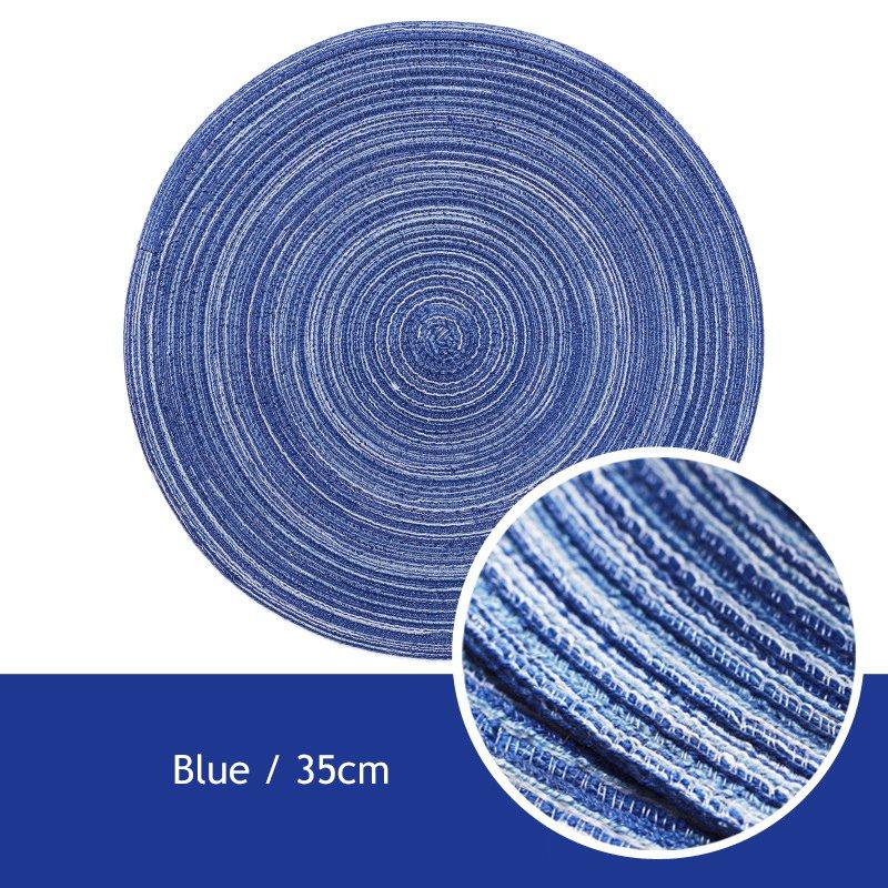 Pack of 4pcs Cotton Braiding Table Placemats Round Table Mats Heat Insulated Pad Japanese Style Mats 35cm