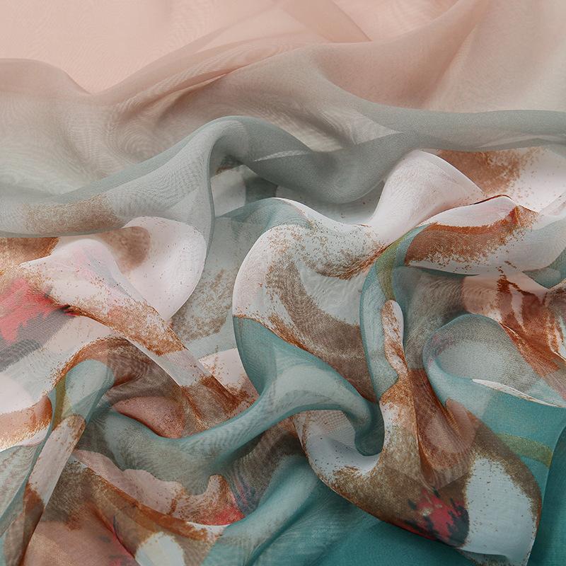 Silk Scarf for Women In Summer Beach Vacation Beach Towel Korean Style Fashion Printed Scarf Soft Yarn Protection Big Shawl