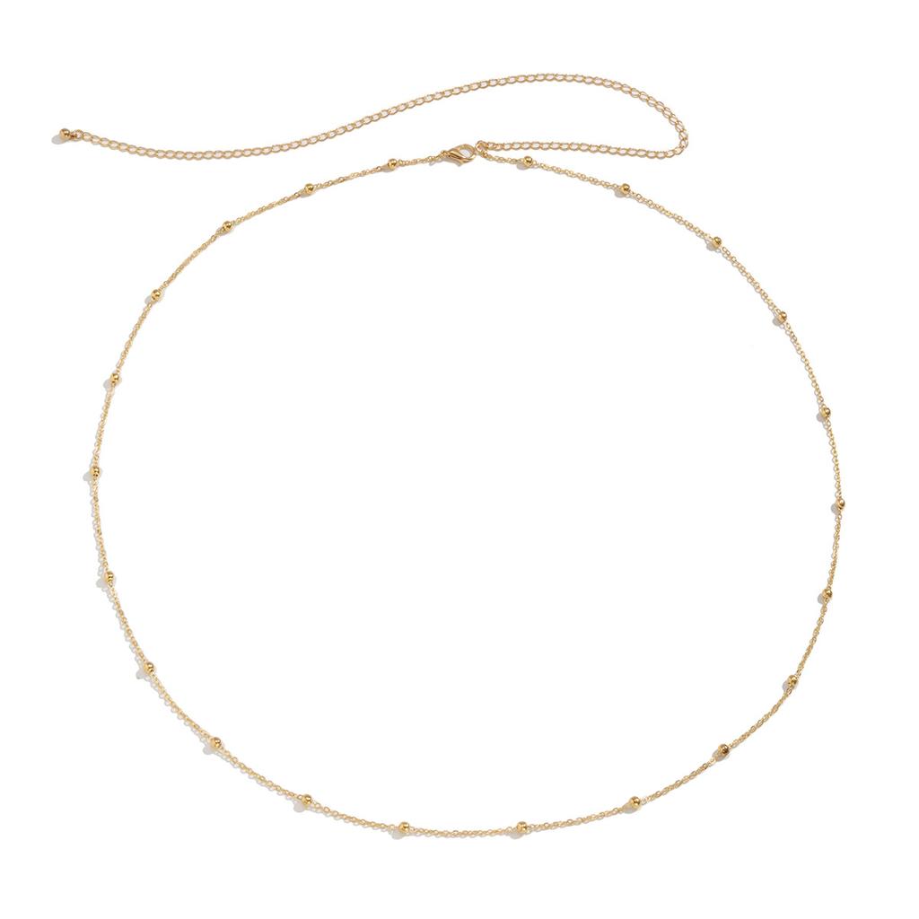 Hip Hop Simple Retro Metal Thin Chain Waist Chain, Sexy Geometric Round Beads Single-Layer Body Chain For Women