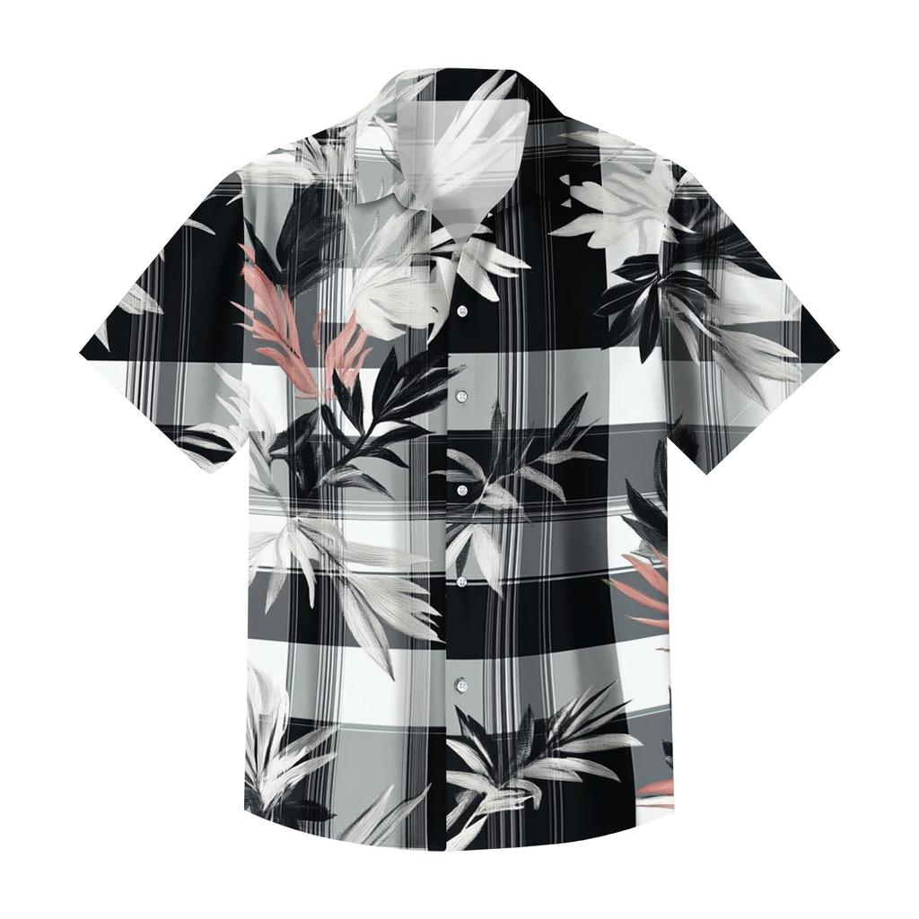 Men's Casual Loose Fit Hawaiian Short Sleeve Shirt Button Down Tropical Print Lightweight Summer Shirt for Beach Vacation and Daily Wear
