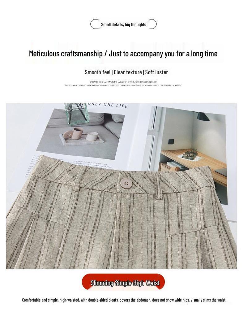 Women's 2026 Striped High-Waisted Wide-Leg Suit Pants - Slimming, Versatile, and Floor-Length