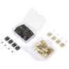 DRELD 60Pcs 16*13mm Cabinet Door Furniture Hinge Jewelry Wood Boxes Decorative Hinge Furniture Fittings +Screws +Storage Box