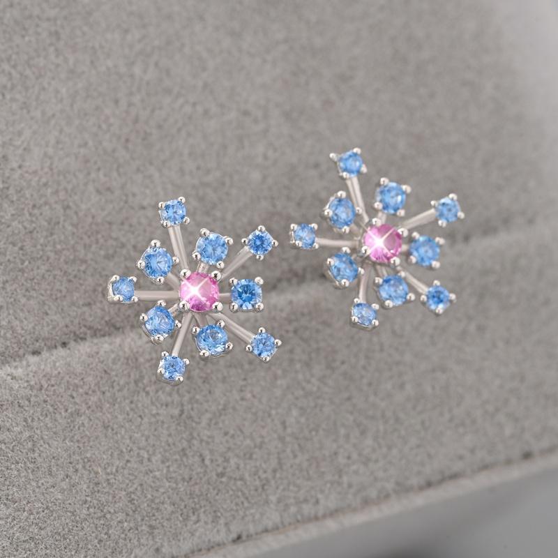 925 Sterling Silver Fantasy Romantic Earrings Blue CZ Earrings for Women Party Fine Jewelry Gift
