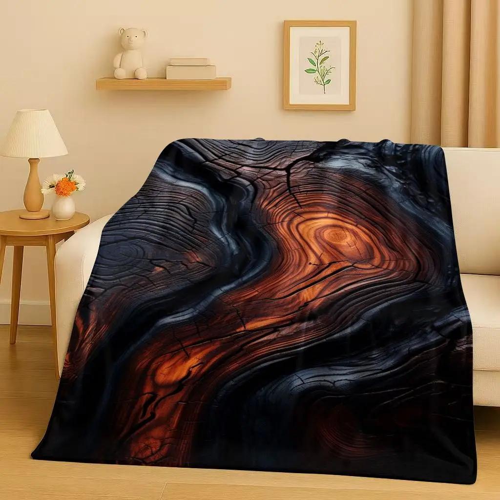 HD Retro Wood Grain Tree Growth Ring Brown Gray Flannel Blanket,Ultra Soft Plush Throw for Home Bedroom Bed Sofa Cover Gift Kid