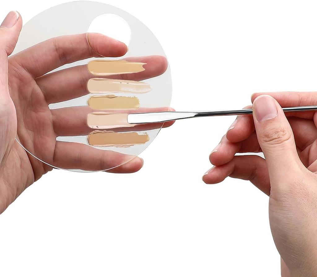 Professional Acrylic Makeup Palette - Foundation Mixing Tray with Finger Holes, Multiple Shapes for Cosmetic Blending & Nail Art