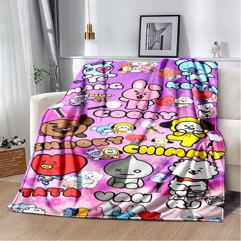 2026 Nuova Collezione Cartoni Animati Anime BT21 Adorabile Coperta Ultra Morbida per Bambini Coperta da Divano Perfetta per Viaggi Divani Picnic