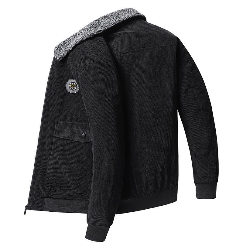 Men's Winter Corduroy Cotton Coat: Warm, Youthful, Plus Velvet Thick Jacket
