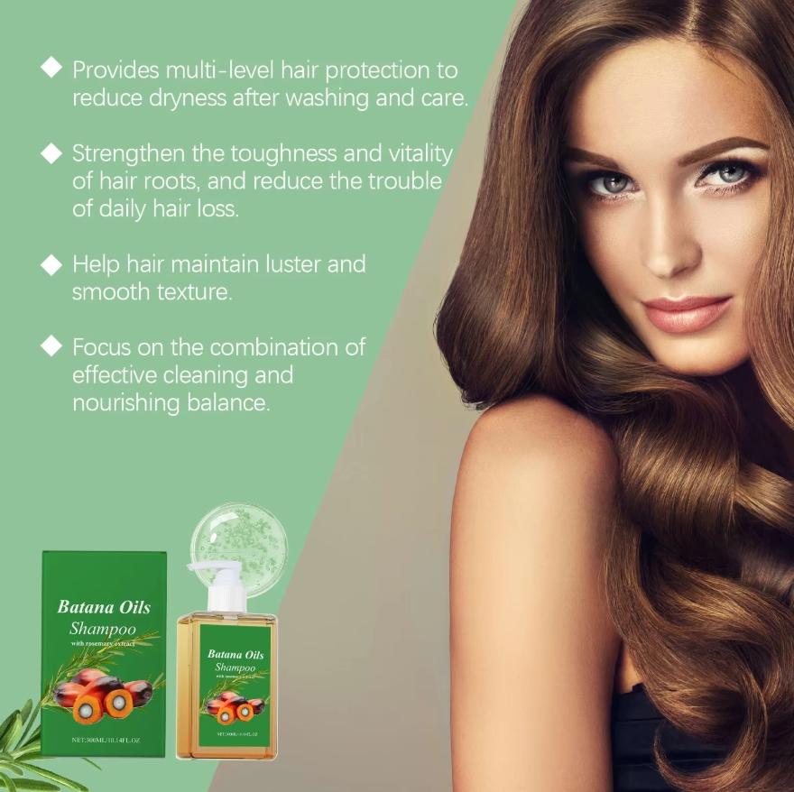 Organic Batana Oil Shampoo, Soothes the Scalp, Deeply Repairs, Nourishes the Hair, Contains Rosemary Extract, Suitable for All Skin Types