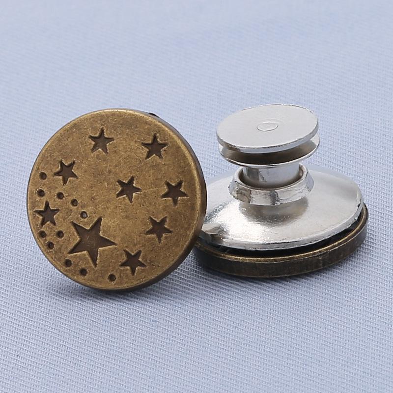 Adjustable 17MM Metal Waist Slimming I-Shaped Jeans Button - Detachable and Nail-Free