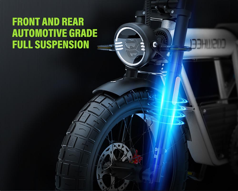 COSWHEEL CT20S elsykkel, 1500W motor, 60V 27,5Ah batteri, 20*5,0-tommers terrengdekk, 65 km/t Maks hastighet, 160 km Maks rekkevidde, Shimano 7-Speed