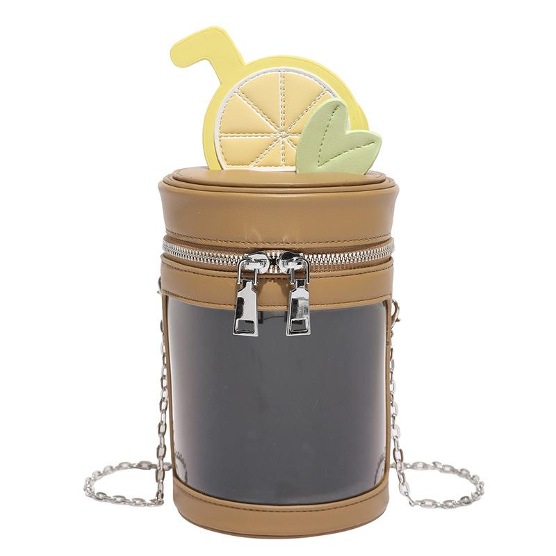 Womens PU Leather Cylinder Bag Shoulder Crossbody Round Bag Vintage Bucket Handbag with Double Metal Zipper Top Handle